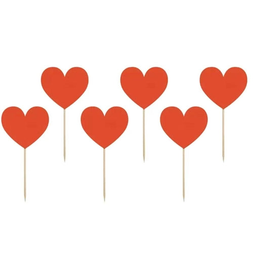 Toppers per cupcake cuori, rosso, 11 cm