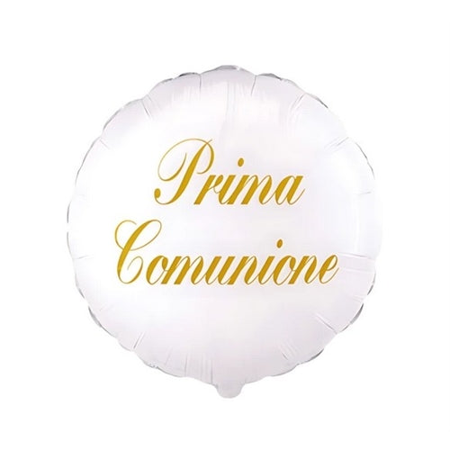 Foil prima comunione bianco tondo 18" 1 pz