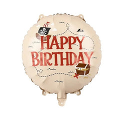 Palloncino in lamina "buon compleanno pirati", 35 cm, beige
