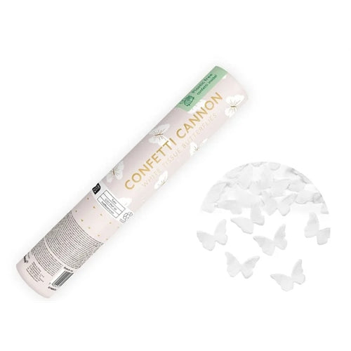 Cannone lancia coriandoli, farfalle bianche, 20 cm