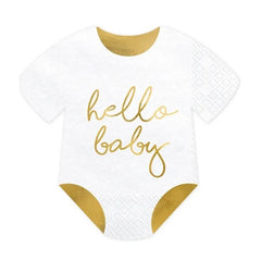 Tovaglioli tutina per neonato - hello baby, bianco, 16x16cm