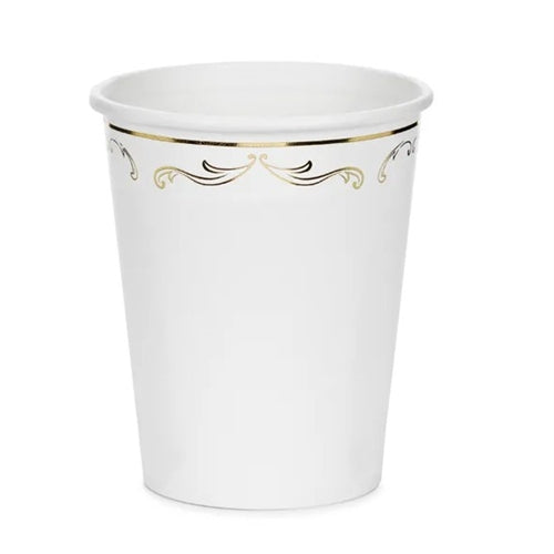 Bicchieri di carta con decorazione, bianchi, 220 ml (1 confezione / 6 pezzi)