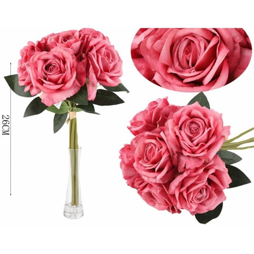 Mazzetto rose rosa h.26 cm