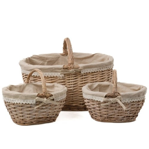 Set 3 cesti in salice chiao bianco