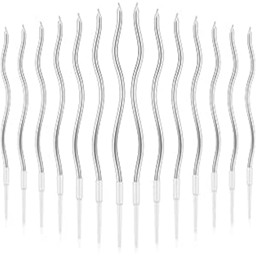 Candele curve argento 15.5 cm 12 pz