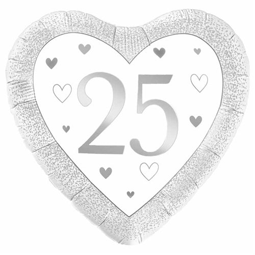 Palloncino 18" cuore n.25 anniversario "nozze d'argento"