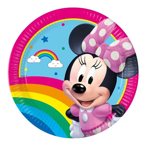 Piatto di carta 20cm minnie "rainbow make me smile" 8pz