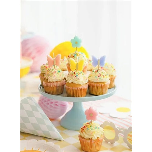 Candele di compleanno farfalle, 3,5 cm, mix (1 confezione / 5 pz.)