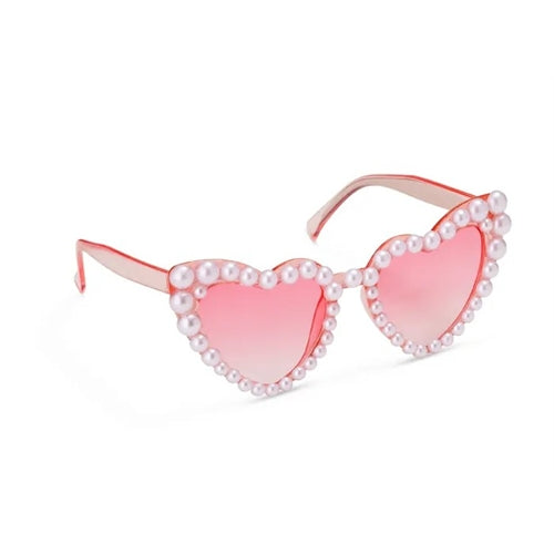 Occhiali a forma di cuore con perle, rosa