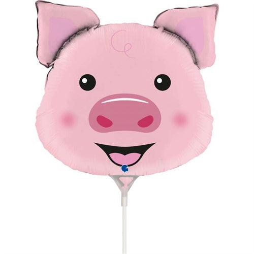 Mylar mini shape maialino head pig 14" 1 pz