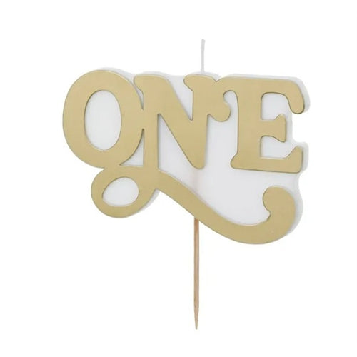 Candelina di compleanno one, 3,8x6,5 cm, oro freddo