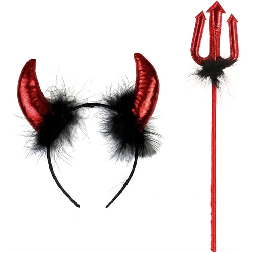 Set diavoletta halloween – cerchietto con corna + tridente
