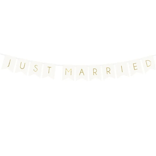 Banner just married, bianco, 15 x 155 cm