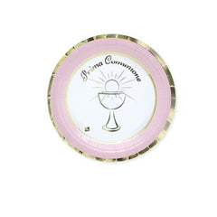 Piatti prima comunione rosa chic 18 cm 8 pz