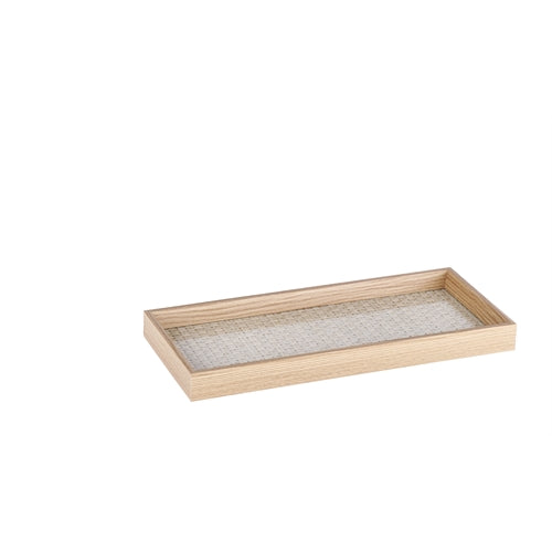 Vassoio in mdf + vetro 15x35x h. 4 cm