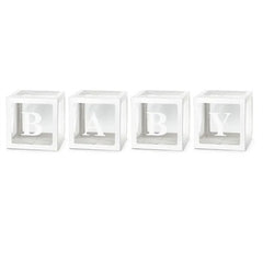 Scatole per palloncini baby, 30x30 cm, bianche (1 confezione / 4 pz.)