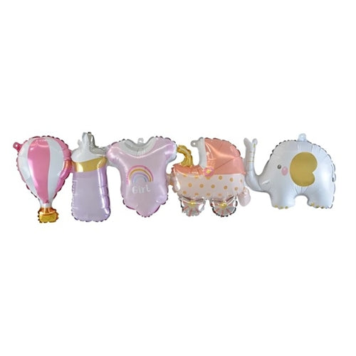 Mylar festone bimba nascita con nastrini 96x28 cm