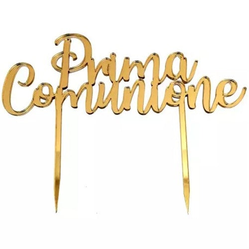 Cake topper in plex prima comunione oro