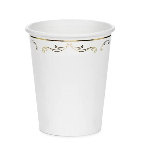 Bicchieri di carta decorati, bianchi, 220 ml