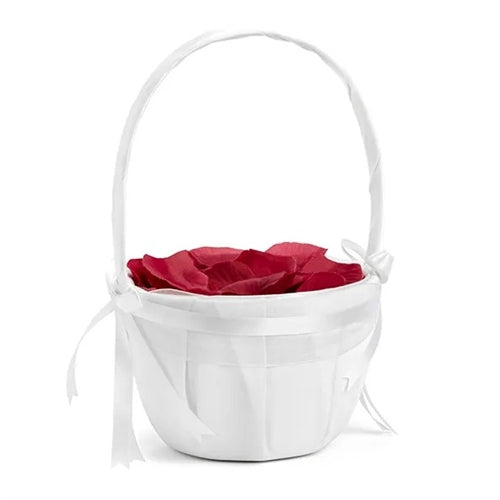 Cestino nuziale per petali di rosa o monete, bianco