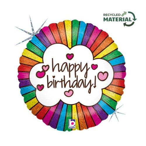 Palloncino 18" happy birthday "retro rainbow"