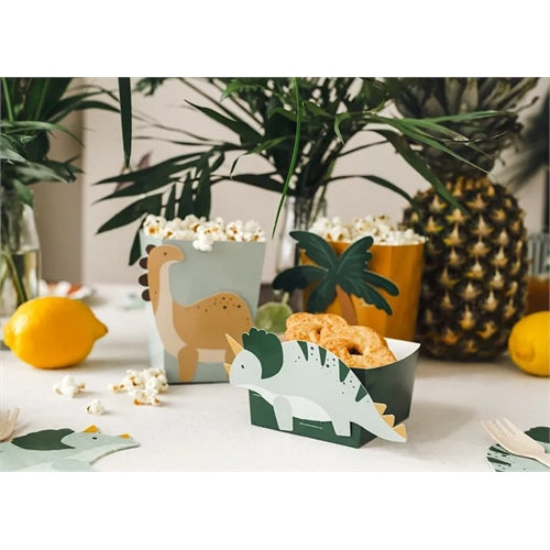 Scatole per snack a tema dinosauri, miste (1 confezione / 6 pezzi)