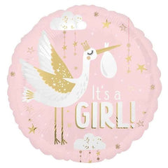 Palloncino in foil 18" cicogna "it's a boy!/ it's a girl"