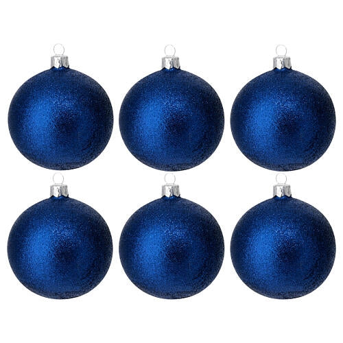 Set 6 palline natale blu diam. 10 cm
