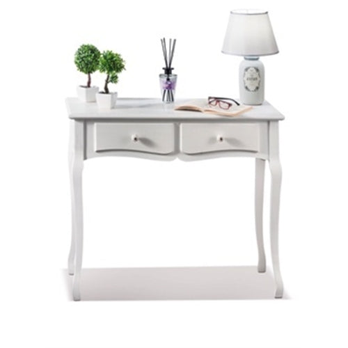 Consolle in legno bianca con 2 cassetti l.90 x 40 x h. 79 cm