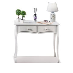 Consolle in legno bianca con 2 cassetti l.90 x 40 x h. 79 cm
