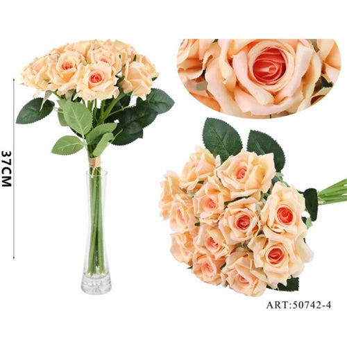 Mazzolino di rose arancio h. 37 cm