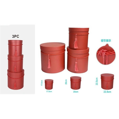 Scatola set 3 pz con manico in corda e nappa
