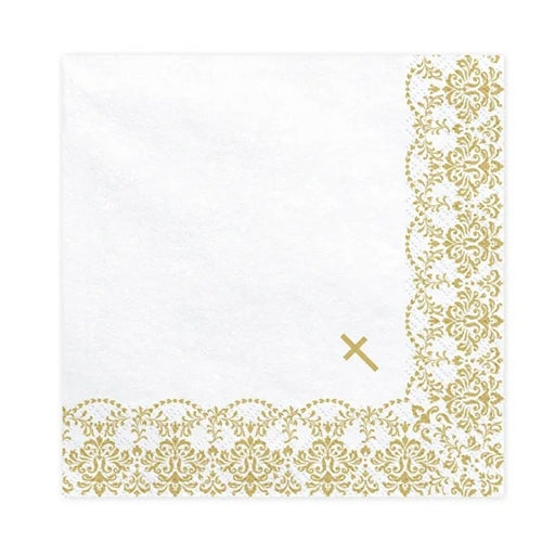 Tovaglioli prima comunione - decorazione, 33x33cm, oro (1 confezione / 20 pz.)