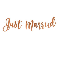 Banner just married, oro rosa, 20x77cm