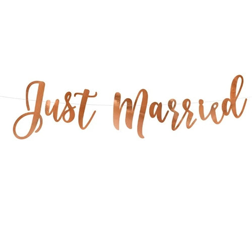 Banner just married, oro rosa, 20x77cm