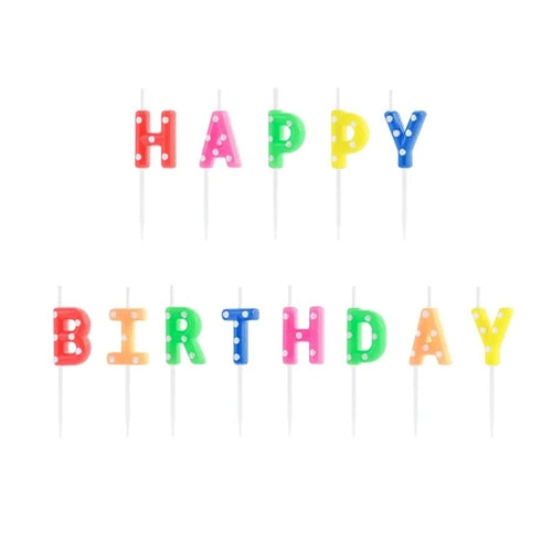 Candele di compleanno happy birthday, mix, 2,5 cm (1 confezione / 13 pezzi)