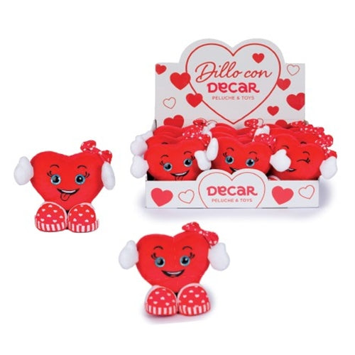 Peluche cuore funny con faccine h. 15 cm
