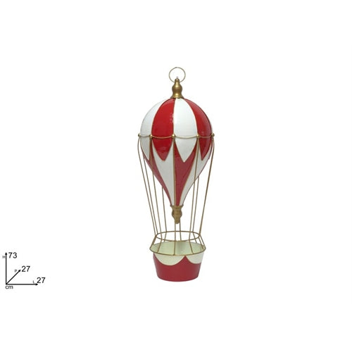 Mongolfiera natalizia decorativa rossa, bianca e oro – 73 cm