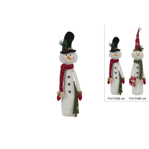 Pupazzo di neve decorativo natalizio h 55 cm
