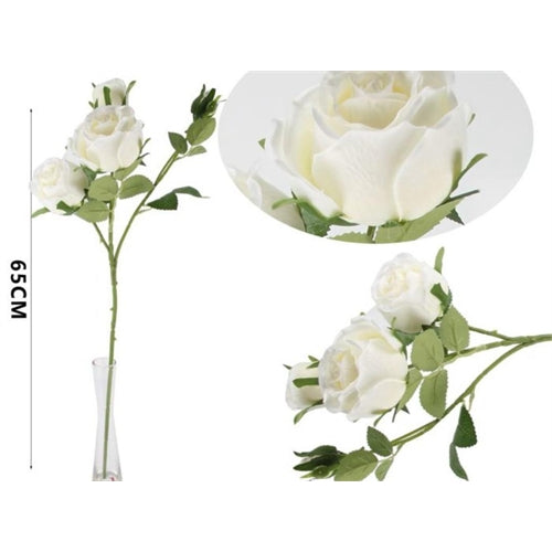 Fiori rose bianche h. 65 cm