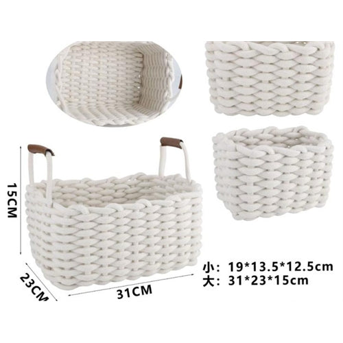 Set 3 pz di cestino bianco in corda