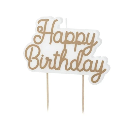 Candela di compleanno "buon compleanno", oro freddo, 7,5x10 cm