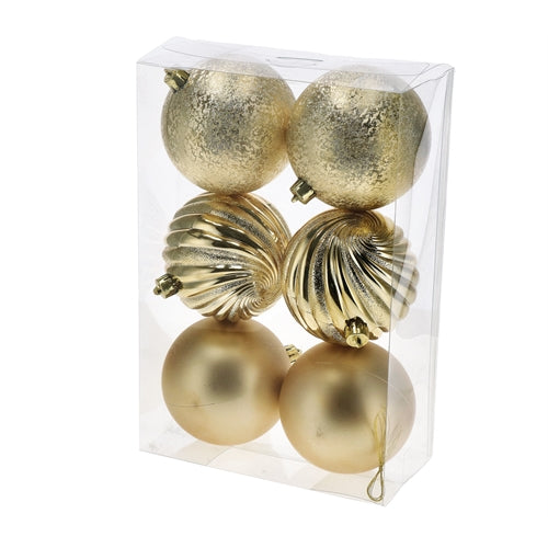 Set 6 palline natale oro diam. 10 cm