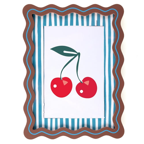 Portafoto decorativo ciliegie 15x20 cm – azzurro e marrone