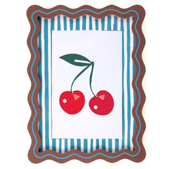 Portafoto decorativo ciliegie 15x20 cm – azzurro e marrone