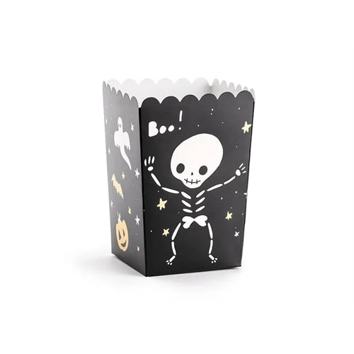 Scatole per popcorn boo!, miste, 7x7x12,5 cm (1 confezione / 6 pezzi)