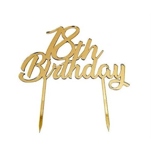 Cake topper in plexiglass 18th birthday oro