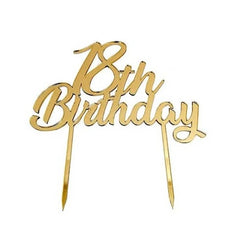 Cake topper in plexiglass 18th birthday oro