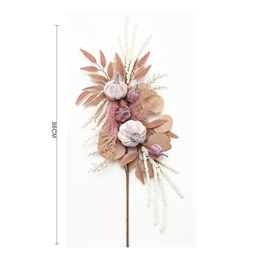 Ramo decorativo autunnale con zucche in velluto – h 86 cm