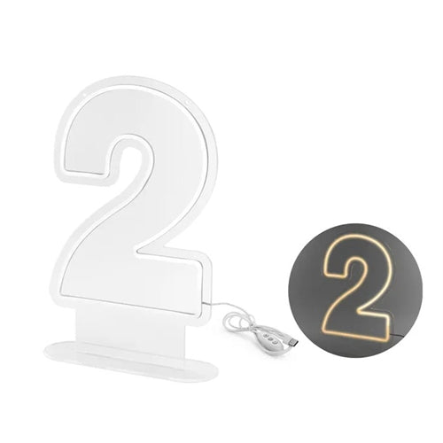 Neon led - numero " 2 " , bianco, 50cm